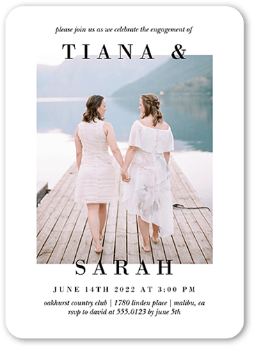 Modern Promise Engagement Party Invitation, White, 5x7 Flat, Matte, Signature Smooth Cardstock, Rounded