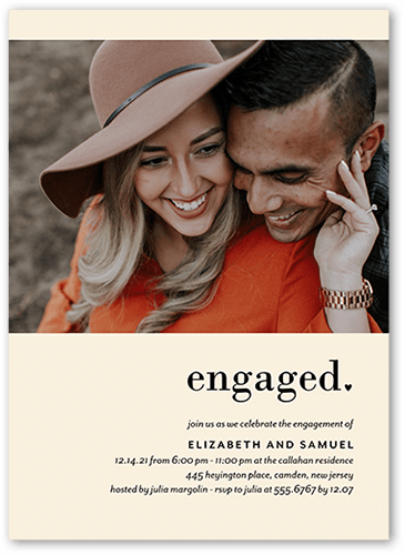 Simply Betrothed Engagement Party Invitation, Beige, 5x7 Flat, Standard Smooth Cardstock, Square