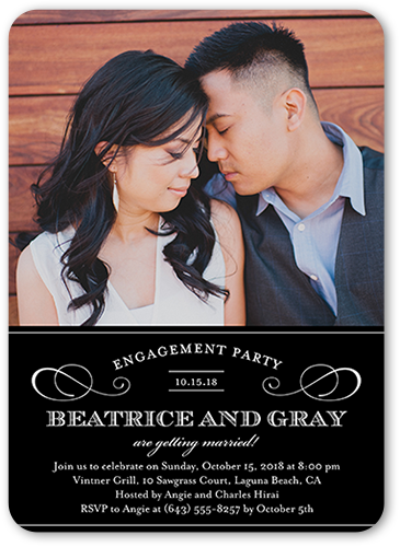 Love Forever Engagement Party Invitation, Black, Standard Smooth Cardstock, Rounded