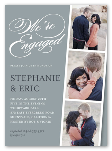 Linked For Life Engagement Party Invitation, Grey, Pearl Shimmer Cardstock, Square