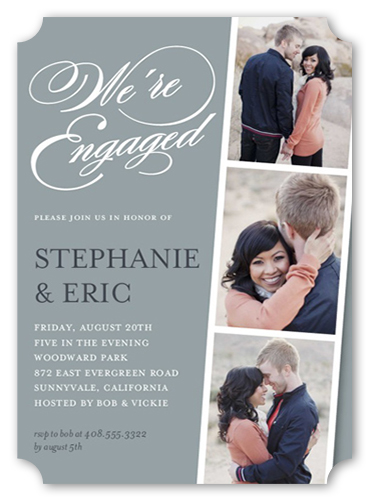 Linked For Life Engagement Party Invitation, Grey, Pearl Shimmer Cardstock, Ticket