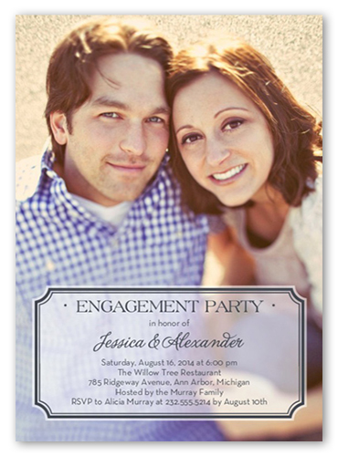 Stylish Affair Engagement Party Invitation, White, Pearl Shimmer Cardstock, Square