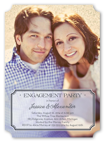 Stylish Affair Engagement Party Invitation, White, Pearl Shimmer Cardstock, Ticket