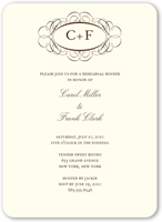 fancy monogram cream rehearsal dinner invitation 5x7 flat