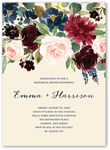 Exquisite Bouquet Rehearsal Dinner Invitation, Beige, 5x7 Flat, Luxe Double-Thick Cardstock, Square