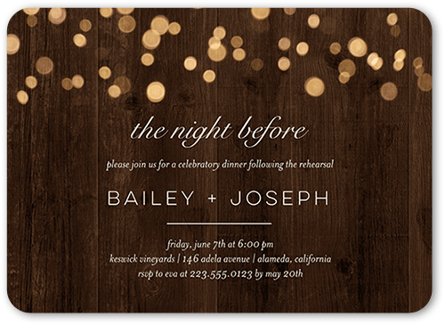 Rustic Shimmer Rehearsal Dinner Invitation, Rounded Corners