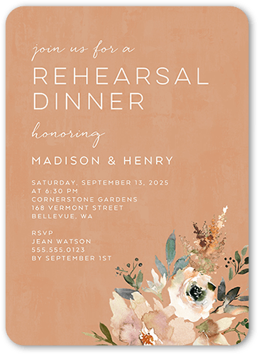 Painted Promise Rehearsal Dinner Invitation, Beige, 5x7 Flat, Matte, Signature Smooth Cardstock, Rounded