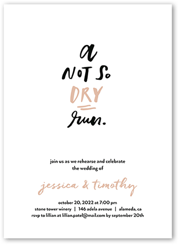 Not So Dry Rehearsal Dinner Invitation, Pink, 5x7 Flat, Matte, Signature Smooth Cardstock, Square