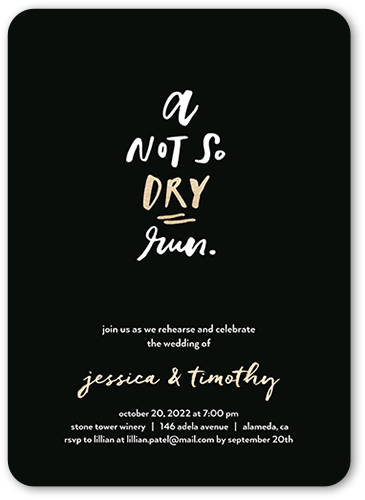 Not So Dry Rehearsal Dinner Invitation, Black, 5x7 Flat, Matte, Signature Smooth Cardstock, Rounded, Black