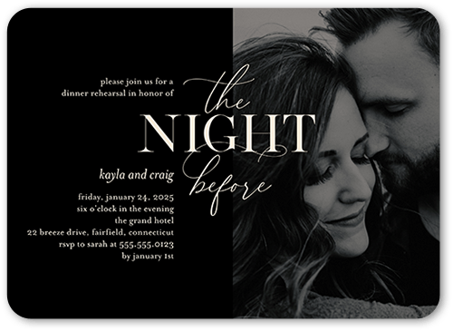 Finally Time Rehearsal Dinner Invitation, Black, 5x7 Flat, Matte, Signature Smooth Cardstock, Rounded, Black