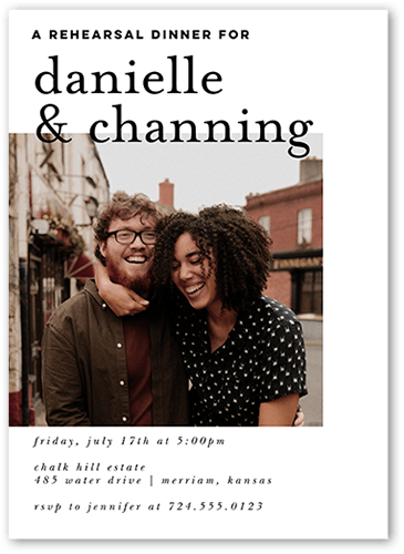 Modern Milestone Rehearsal Dinner Invitation, White, 5x7 Flat, Pearl Shimmer Cardstock, Square
