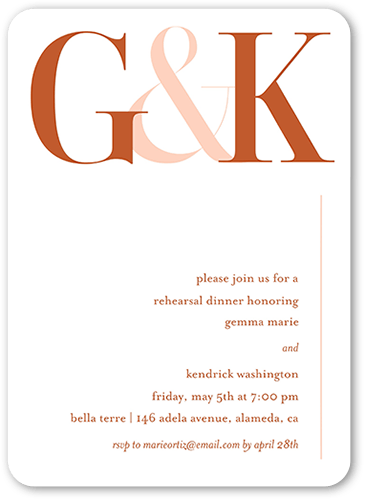 Timeless Toast Rehearsal Dinner Invitation, White, 5x7 Flat, 100% Recycled Cardstock , Rounded