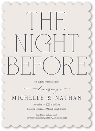 Graceful Gathering Rehearsal Dinner Invitation, Gray, 5x7 Flat, Matte, Signature Smooth Cardstock, Scallop