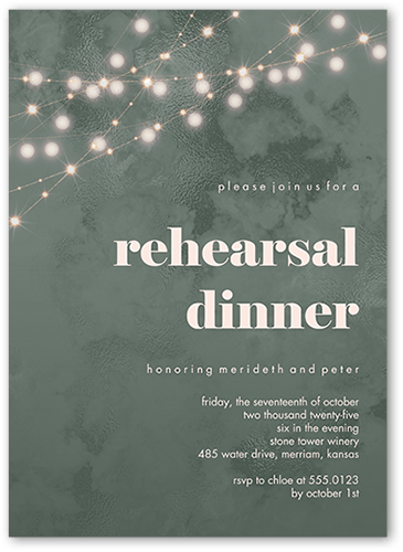 Winsome Wanderlust Rehearsal Dinner Invitation, Green, 5x7 Flat, Standard Smooth Cardstock, Square, Green