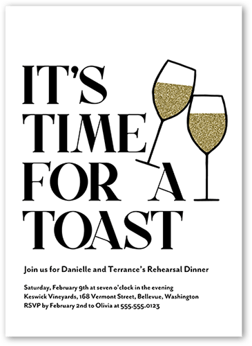 Tasteful Toast Rehearsal Dinner Invitation, Yellow, 5x7 Flat, 100% Recycled Cardstock , Square, Goldenrod