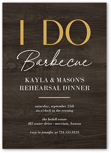 I Do Barbecue Rehearsal Dinner Invitation, Brown, 5x7 Flat, 100% Recycled Cardstock , Square
