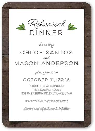 Encircled In Love Rehearsal Dinner Invitation, Brown, 5x7 Flat, 100% Recycled Cardstock , Rounded, Brown