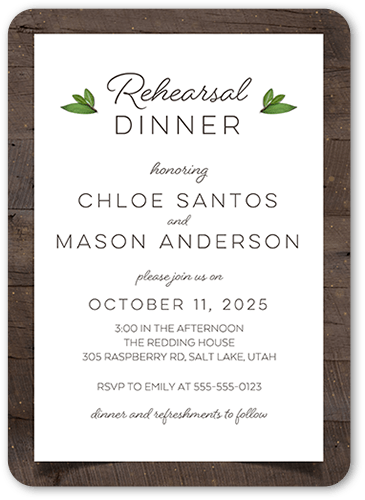 Encircled In Love Rehearsal Dinner Invitation, Brown, 5x7 Flat, Matte, Signature Smooth Cardstock, Rounded