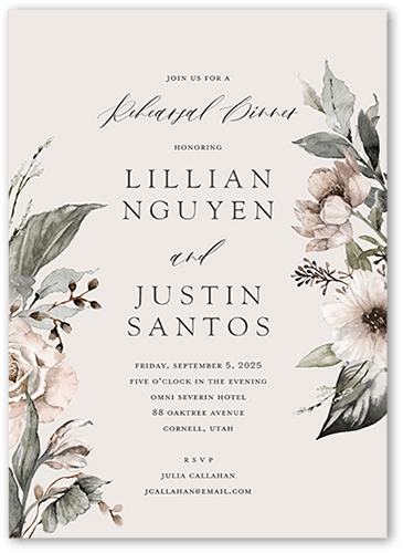 Black Tie Affair Rehearsal Dinner Invitation, Grey, 5x7 Flat, Pearl Shimmer Cardstock, Square, Whisper Gray