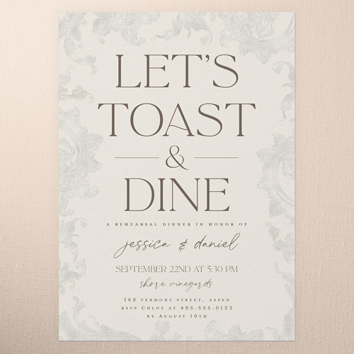 Touch Of Elegance Rehearsal Dinner Invitation, Beige, 5x7 Flat, Luxe Double-Thick Cardstock, Square, Apricot Mousse