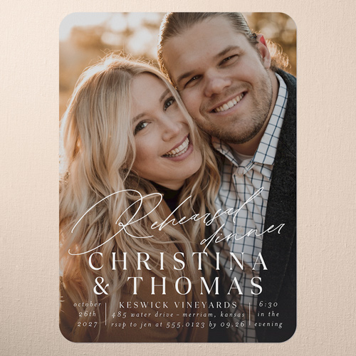Timeless Typeface Rehearsal Dinner Invitation, White, none, 5x7 Flat, Standard Smooth Cardstock, Rounded