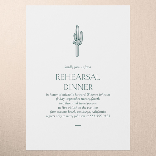 Editable Icon Rehearsal Dinner Invitation, Green, 5x7 Flat, Write Your Own Greeting, 100% Recycled Cardstock , Square, Green