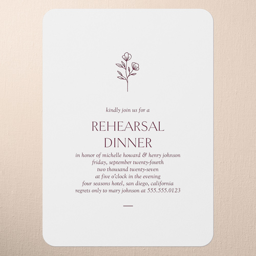 Editable Icon Rehearsal Dinner Invitation, Purple, 5x7 Flat, Write Your Own Greeting, Matte, Signature Smooth Cardstock, Rounded, Merlot