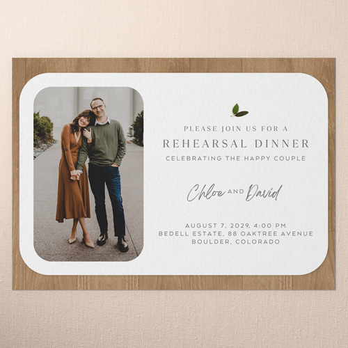 Illuminated Leaves Rehearsal Dinner Invitation, Beige, 5x7 Flat, Standard Smooth Cardstock, Square, Latte