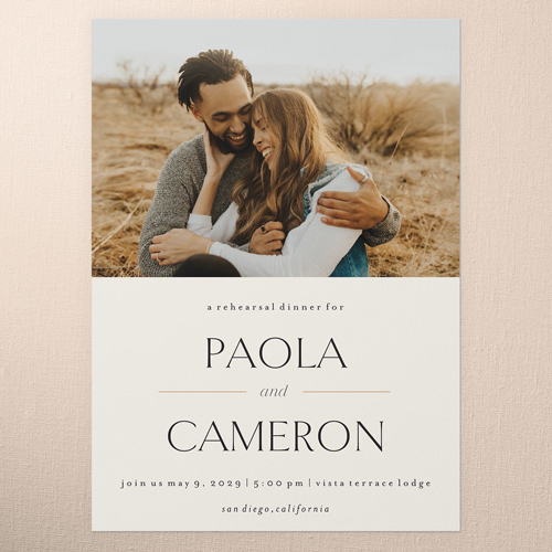 Modern Focus Rehearsal Dinner Invitation, Beige, 5x7 Flat, Luxe Double-Thick Cardstock, Square, Cream