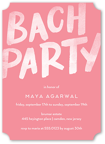 The Big Party Bachelorette Party Invitation, Pink, 5x7, Pearl Shimmer Cardstock, Ticket