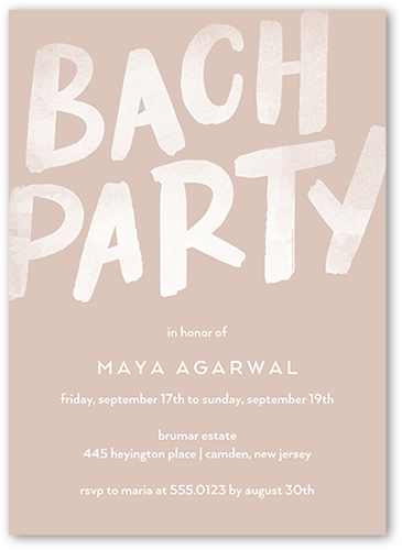 The Big Party Bachelorette Party Invitation, Brown, 5x7, Matte, Signature Smooth Cardstock, Square