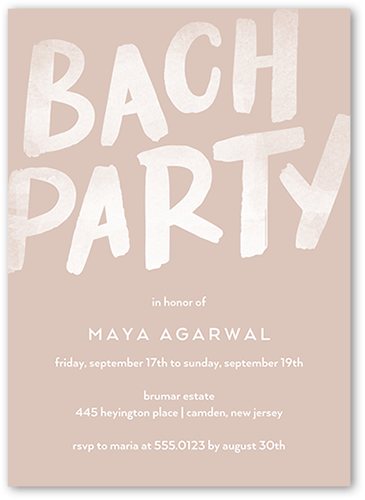 The Big Party Bachelorette Party Invitation, Brown, 5x7 Flat, Pearl Shimmer Cardstock, Square, Alpaca