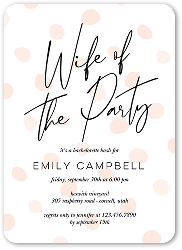 Wife of The Party Bachelorette Party Invitation, Beige, 5x7, Matte, Signature Smooth Cardstock, Rounded
