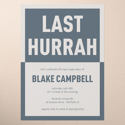 Modern Blocking Bachelor Party Invitation, Gray, 5x7 Flat, Write Your Own Greeting, Luxe Double-Thick Cardstock, Square, Gray