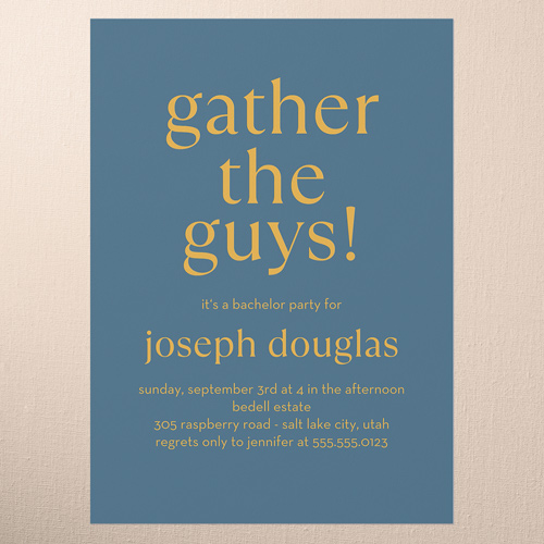 Gather The Guys Bachelor Party Invitation, Square Corners