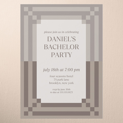 Iconic Frame Bachelor Party Invitation, Brown, 5x7 Flat, Standard Smooth Cardstock, Square