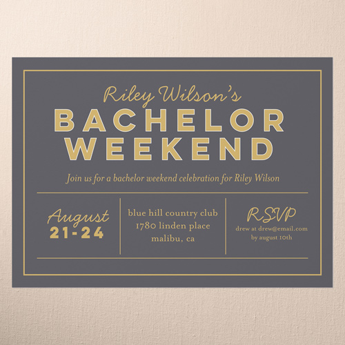 Classic Outline Bachelor Party Invitation, Brown, 5x7 Flat, Standard Smooth Cardstock, Square