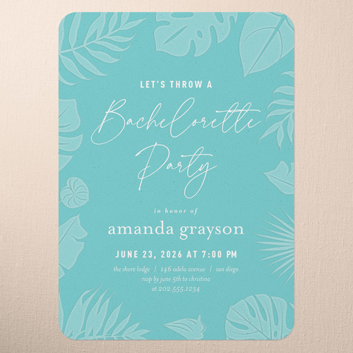Seasonal Outline Bachelorette Party Invitation, Blue, 5x7 Flat, Standard Smooth Cardstock, Rounded