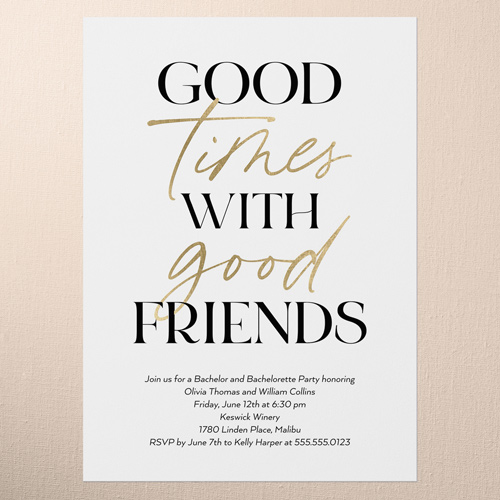 Elevated Elegance Couples Party Invitation, White, 5x7 Flat, Standard Smooth Cardstock, Square, White