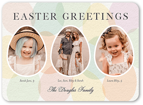 Watercolor Regards Easter Card, White, 5x7 Flat, Pearl Shimmer Cardstock, Rounded