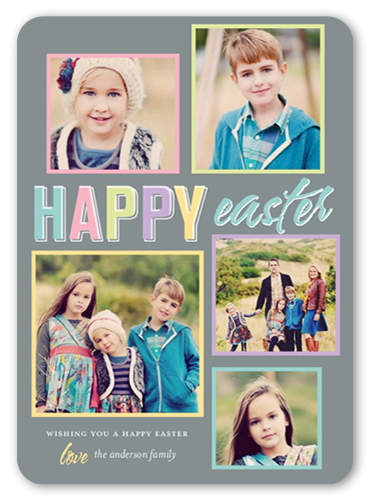 Fun Frames Easter Card, Grey, Pearl Shimmer Cardstock, Rounded