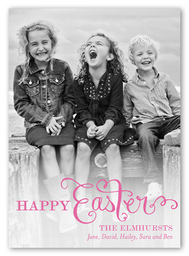 Script Overlay Easter Card, Pink, Standard Smooth Cardstock, Square