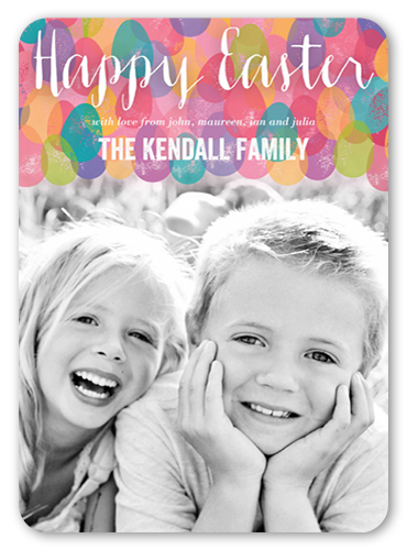 Painted Eggs Easter Card, Pink, Matte, Signature Smooth Cardstock, Rounded