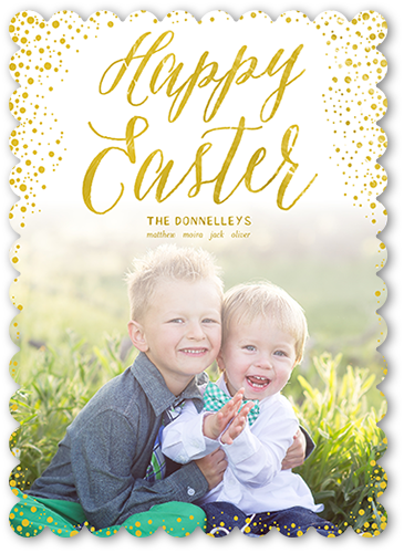 Easter Confetti Easter Card, Yellow, Pearl Shimmer Cardstock, Scallop