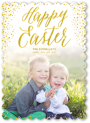 Easter Confetti Easter Card, Yellow, Matte, Signature Smooth Cardstock, Scallop