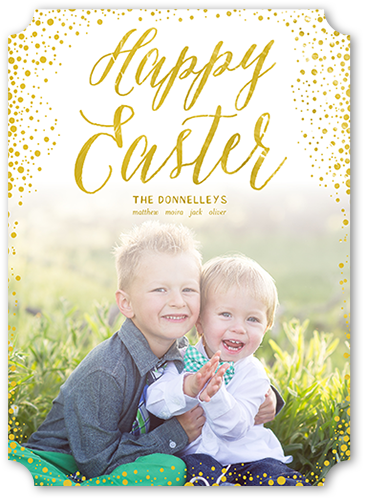 Easter Confetti Easter Card, Yellow, Pearl Shimmer Cardstock, Ticket