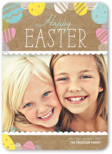 Easter Egg Stamps Easter Card, Brown, Pearl Shimmer Cardstock, Rounded