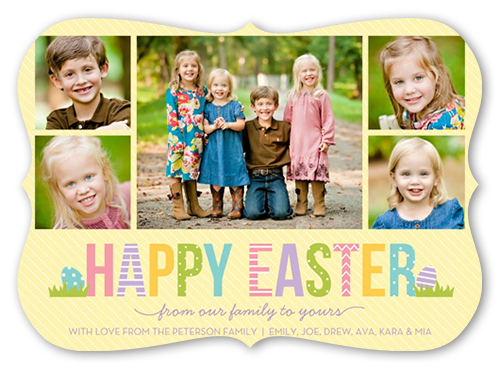 Ornate Eggs Easter Card, Yellow, White, Matte, Signature Smooth Cardstock, Bracket