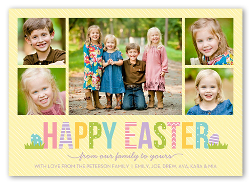 Ornate Eggs Easter Card, Yellow, Luxe Double-Thick Cardstock, Square