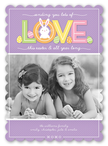 Bunny Love Easter Card, Purple, Matte, Signature Smooth Cardstock, Scallop